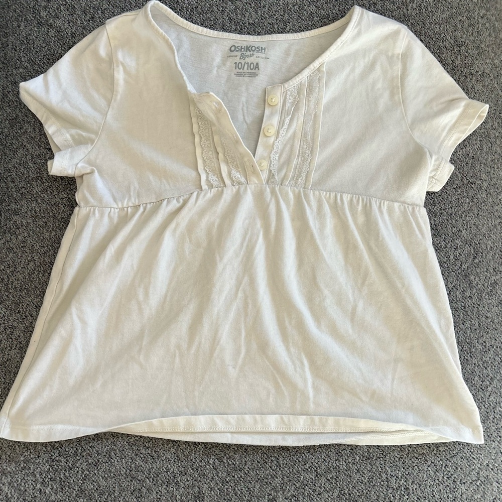 White Lace Trim Women's Top